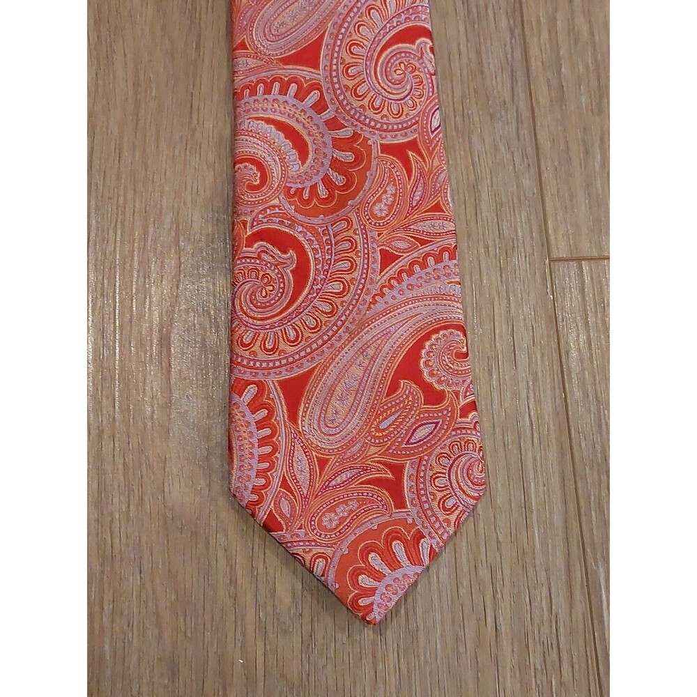 Ike Behar Red Paisley Silk Tie 3.5" Wide